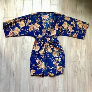 Boohoo Floral Knot Front Kimono Dress